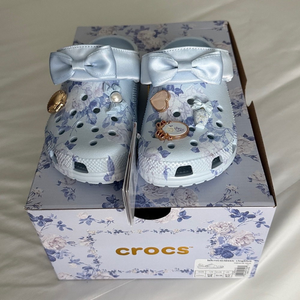 Love Shack Fancy x CROCS Kids' Light Blue Floral Clogs NWT